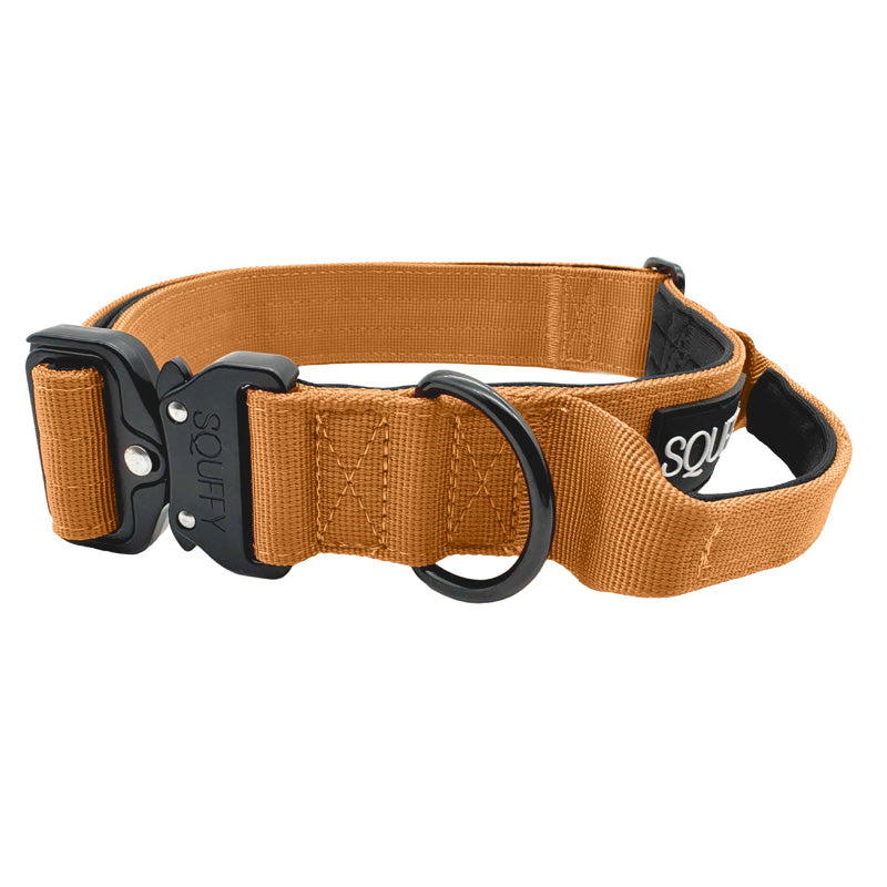 Tactical Dog Collar Honey Maze Cognac Brown